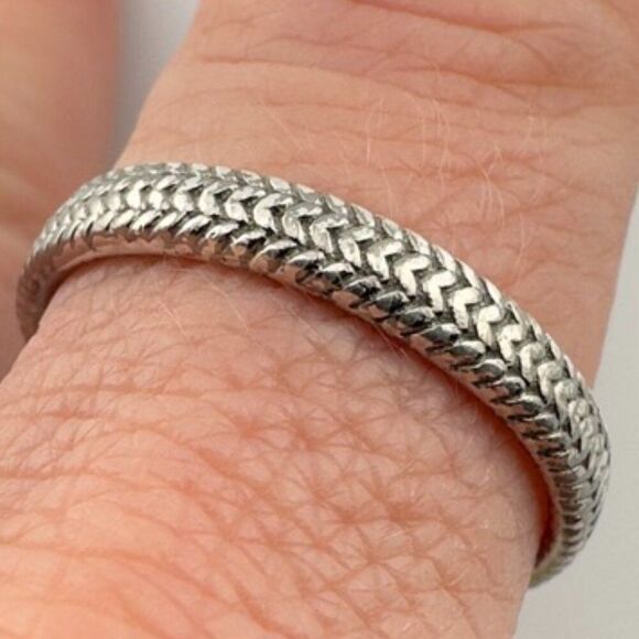 Stackable Cable Ring in Sterling Silver 925 signed QG Thailand size 10 - Picture 3 of 4
